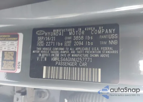 2022 Hyundai Elantra Sel z USA, uszkodzony, nr VIN KMHLS4AGXNU257771